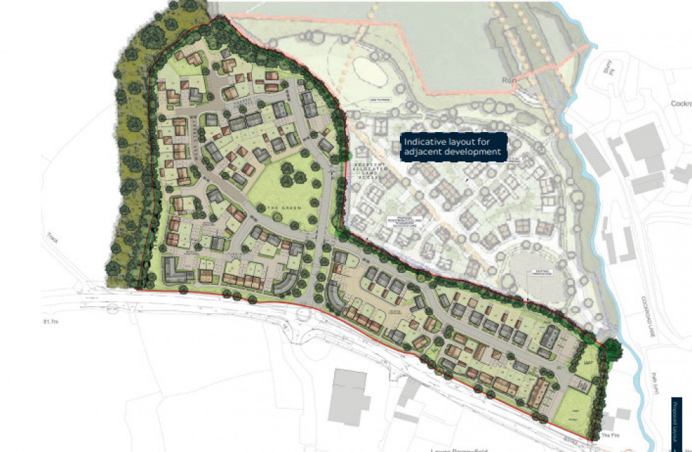 Site layout, showing proposed development to north of the site.