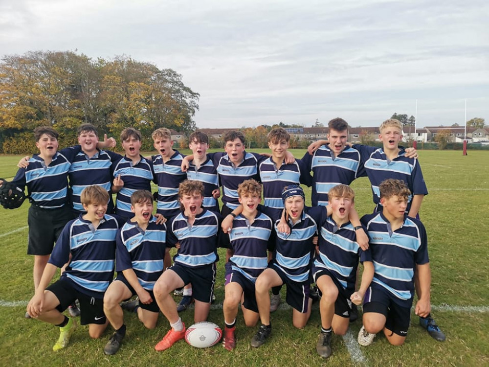 Grinning and winning the Year 10 Frome College rugby squad