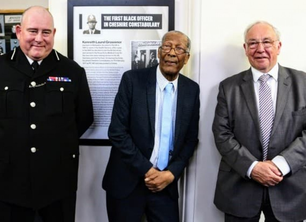 DCC Chris Armitt, Ken Grosvenor and PCC John Dwyer at the Museum of Policing (Cheshire Constabulary).