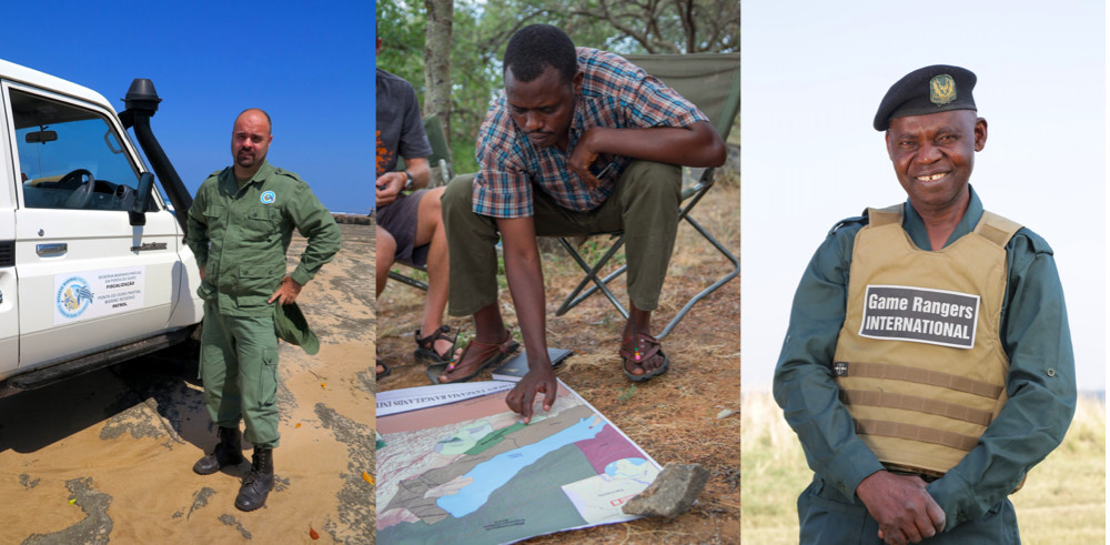 (L-R) Miguel Gonçalves and Dismas Partalala are two of the three shortlisted for the 2022 Tusk Conservation Award. Neddy Mulilmo is the recipient of the 2022 Wildlife Ranger Award (Image credit: Sarah Marshall). (L-R) Miguel Gonçalves and Dismas Partalala are two of the three shortlisted for the 2022 Tusk Conservation Award. Neddy Mulilmo is the recipient of the 2022 Wildlife Ranger Award (Image credit: Sarah Marshall).