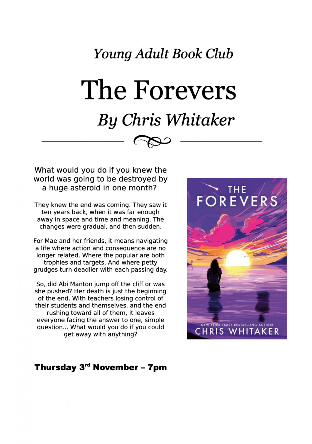YA Book Club - 'The Forevers' by Chris Whitaker