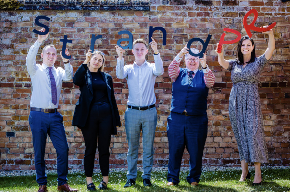 Hertfordshire's outstanding PR company Strand. L-R): Adam McLaughlan, Megan Mower, Harrison Wong, Julie Palmer and MD Laura Pearce