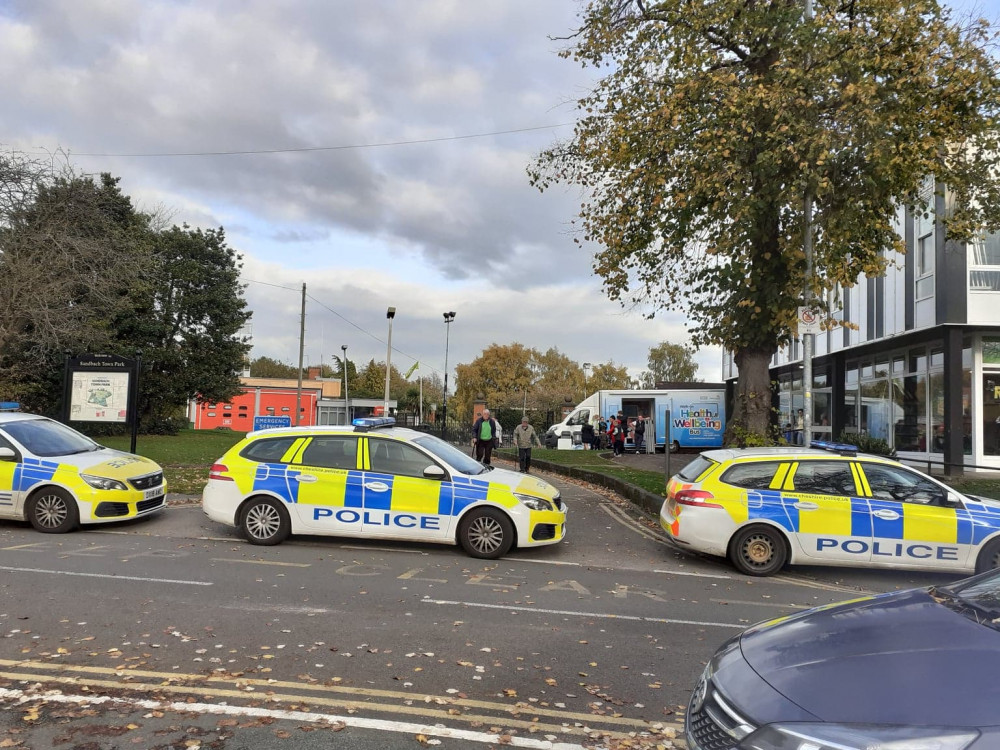 Police presence near Sandbach Park this afternoon.  