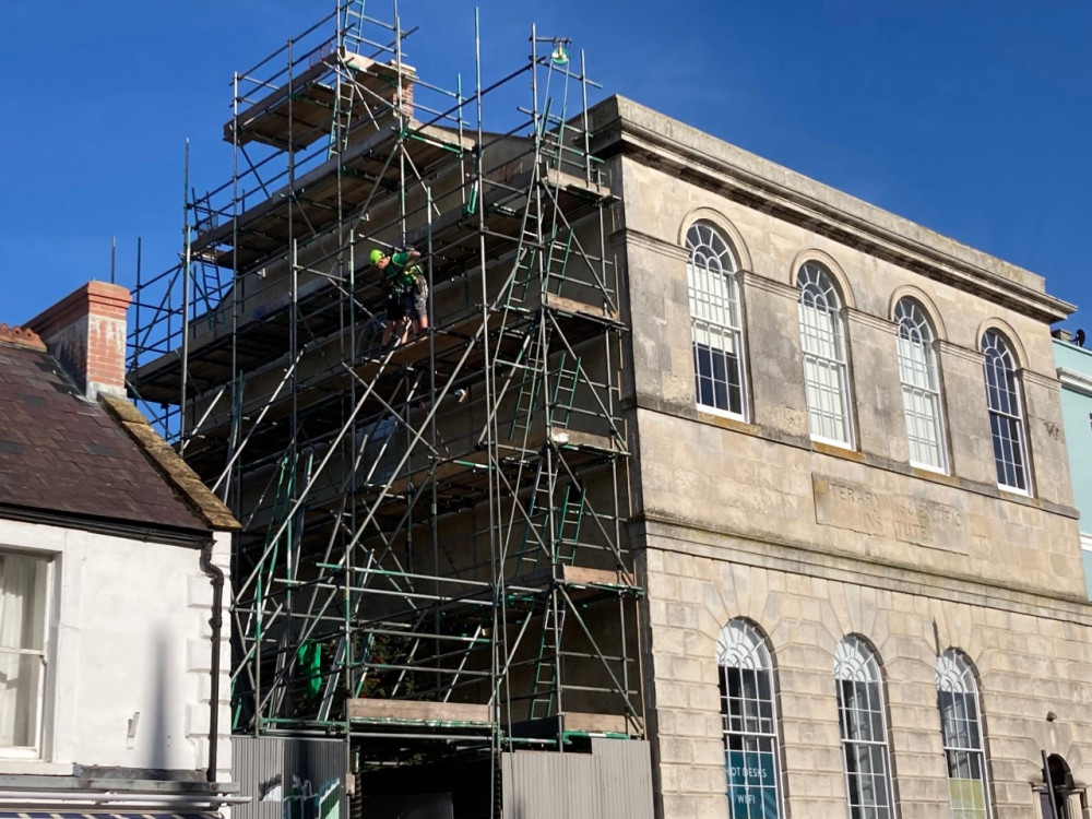 Finishing touches being put to Literary and Scientific Institute, Bridport.