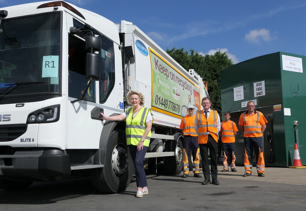 Peninsula councillor Elisabeth Malvisi at HVO lorry launch (Picture: Babergh)