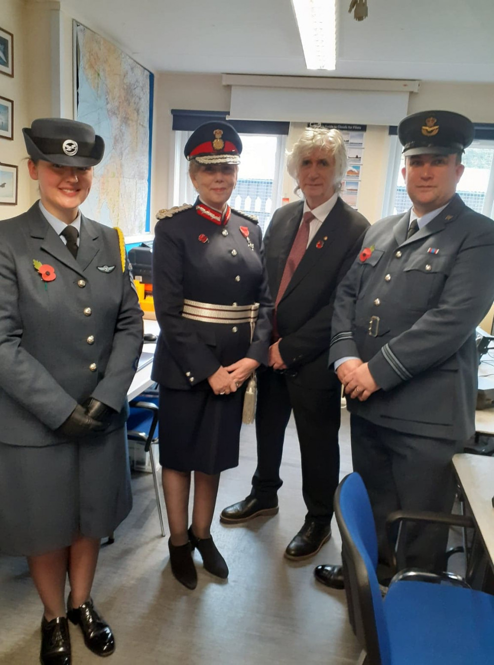 Lord-Lieutenant of Cheshire and her husband Sir Phil Redmond visiting 2493 (Alsager) Squadron Air Training Corps. Lord-Lieutenant of Cheshire and her husband Sir Phil Redmond visiting 2493 (Alsager) Squadron Air Training Corps.