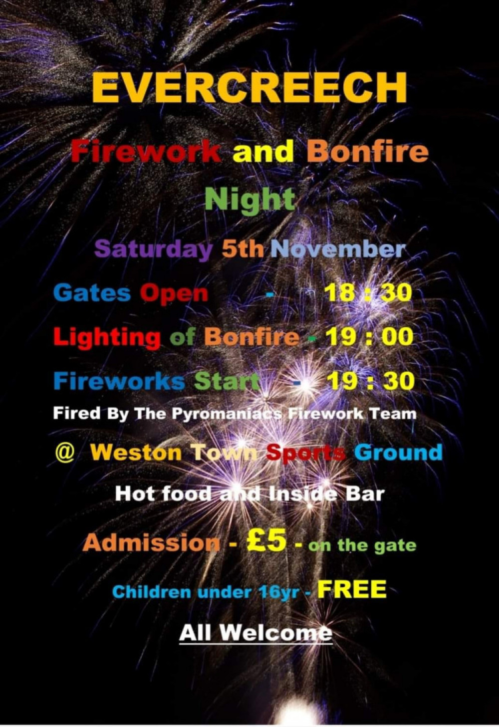 Evercreech firework and bonfire Evercreech firework and bonfire