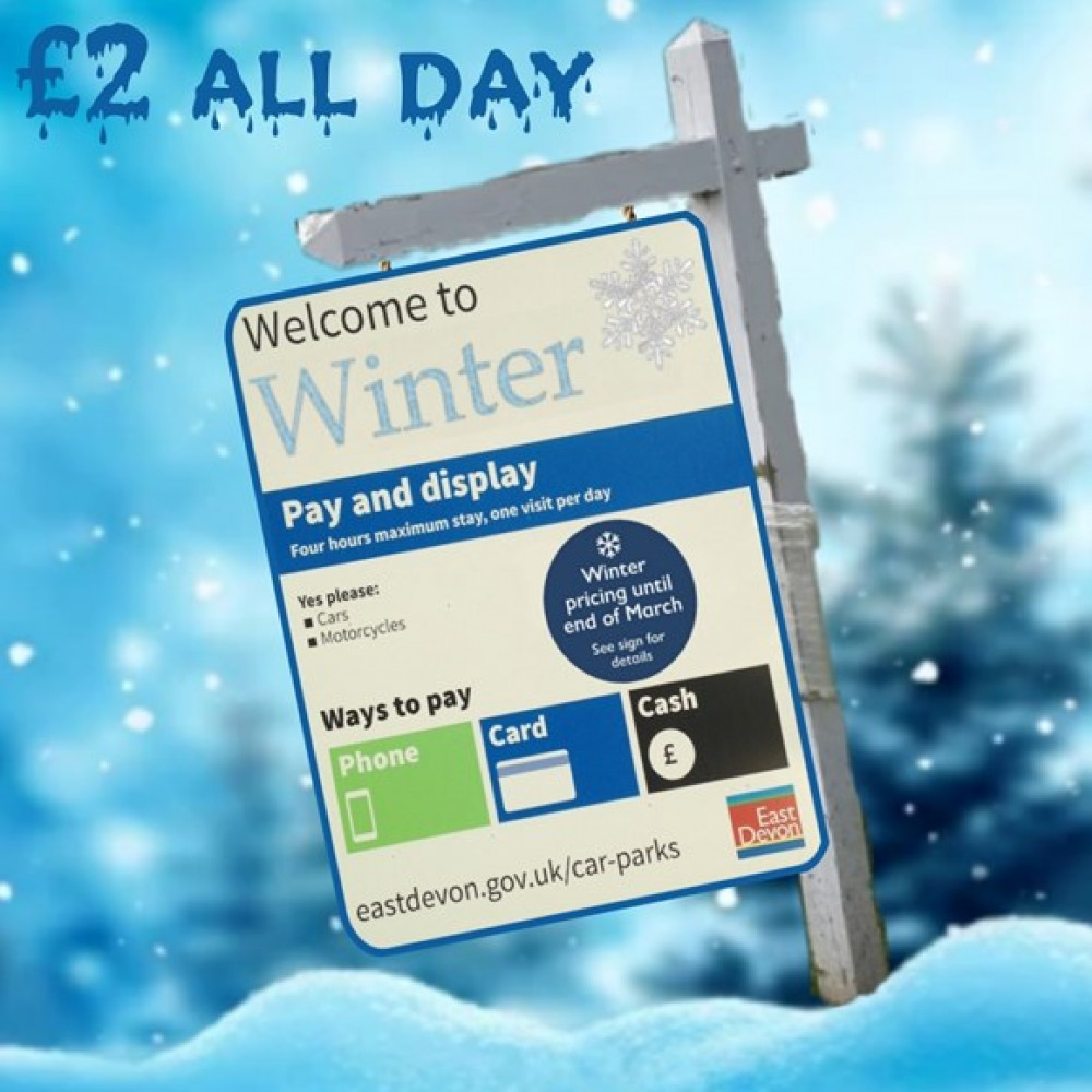 Park in any East Devon District Council car park all day for just £2 this winter