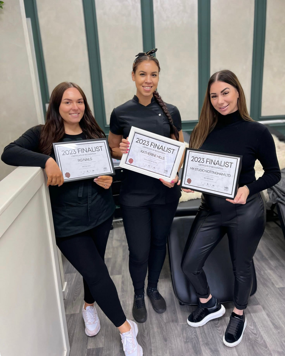 Megan Ward’s ‘MK Studio’ - the Hucknall-based beauty business – is proud to announce that it has been shortlisted in the UK Hair and Beauty Awards. Pictured from left to right: Ria Younger, Kat Hills and Megan Ward.