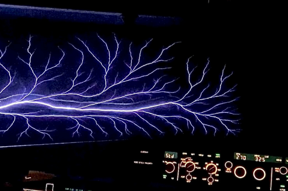 St Elmo's Fire captured by Airbus captain Luis Andres (SWNS)