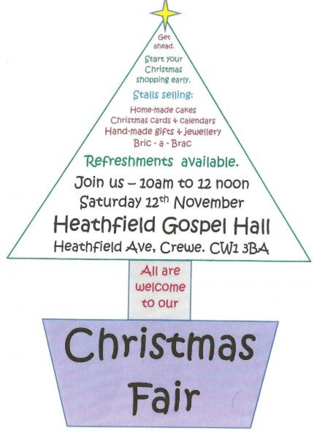 Christmas Fair at Heathfield Gospel Hall on Saturday - November 12 Christmas Fair at Heathfield Gospel Hall on Saturday - November 12