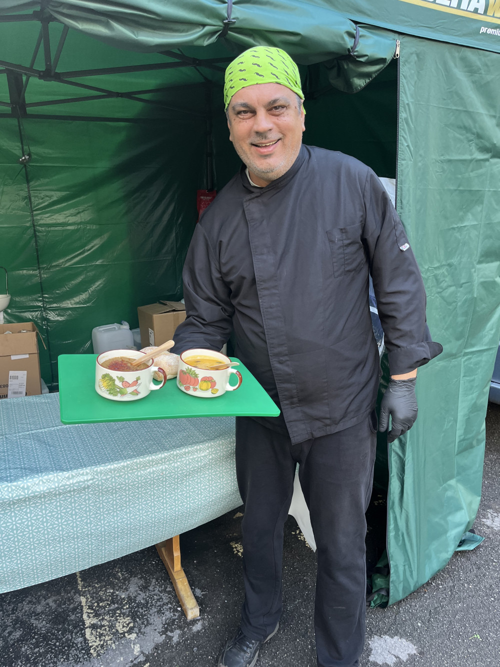 Eugin Anuta of Taste Explorer is serving up healthy soups at Axminster market