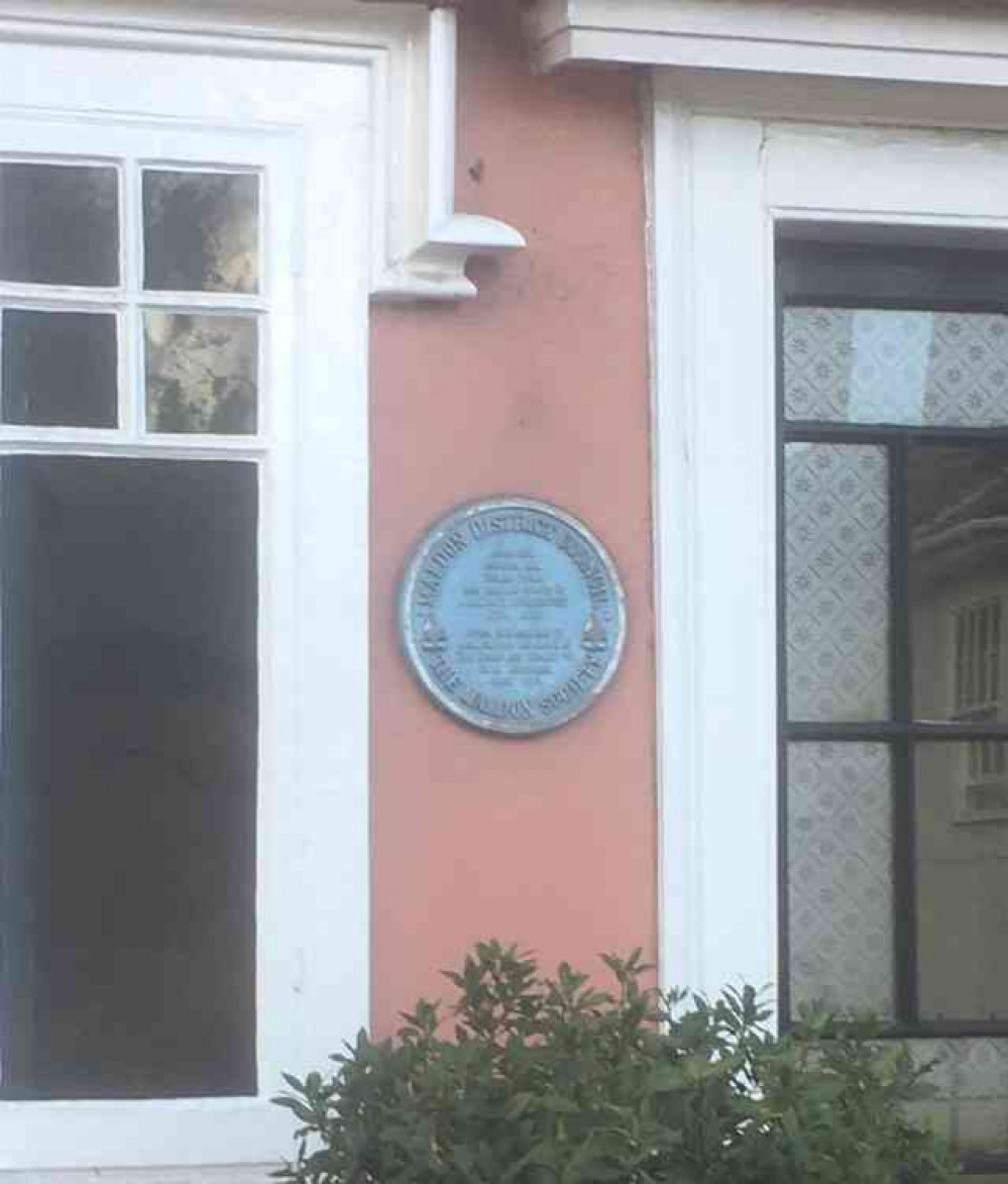 The blue plaque on the site of the old workhouse on Market Hill