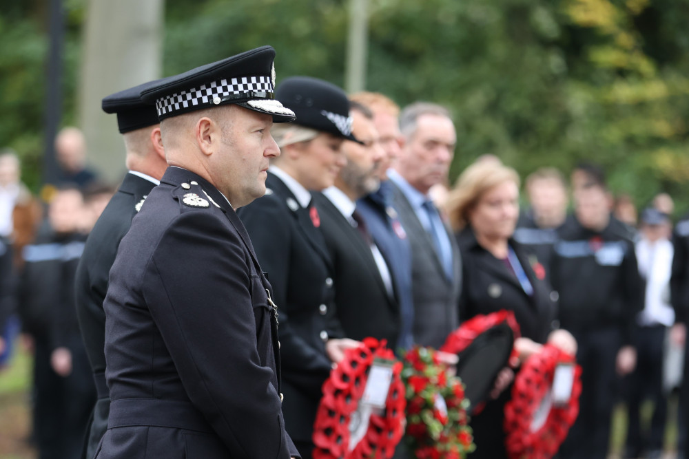 Officers and staff from Nottinghamshire Police stood in silent tribute as they remembered Britain’s war dead on Armistice Day. Photo courtesy of Nottinghamshire Police.