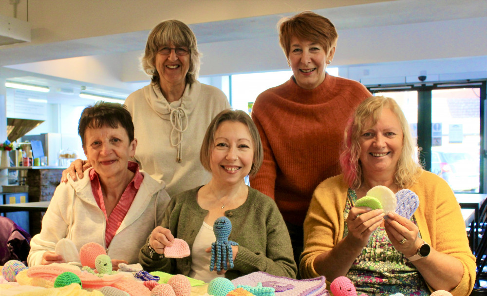 Some of the members of Knit and Natter Top L – R, Therese Willoughby and Anna Swalwell. Bottom L – R, Pam Ebenbeck, Tamara Skevington-Piggins and Jayne Page Some of the members of Knit and Natter Top L – R, Therese Willoughby and Anna Swalwell. Bottom L – R, Pam Ebenbeck, Tamara Skevington-Piggins and Jayne Page
