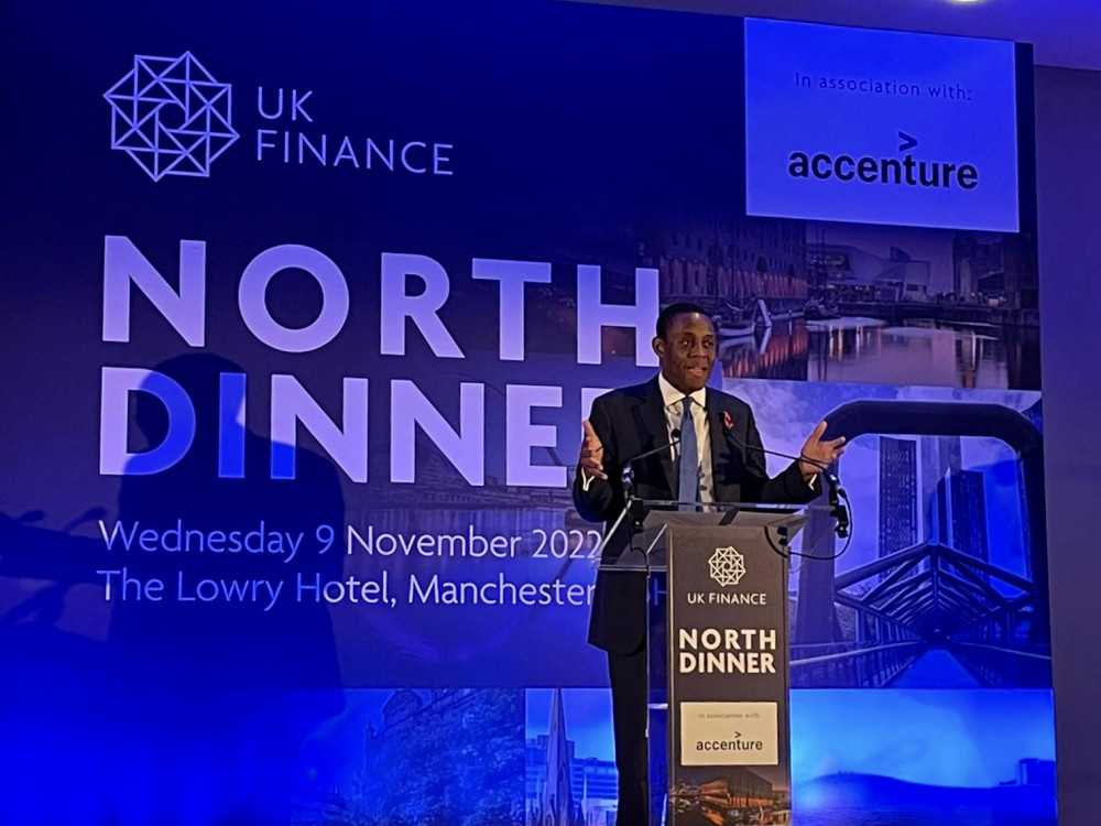 Bim Afolami MP speaking at UK Finance’s 2022 North Dinner, where he launched the report