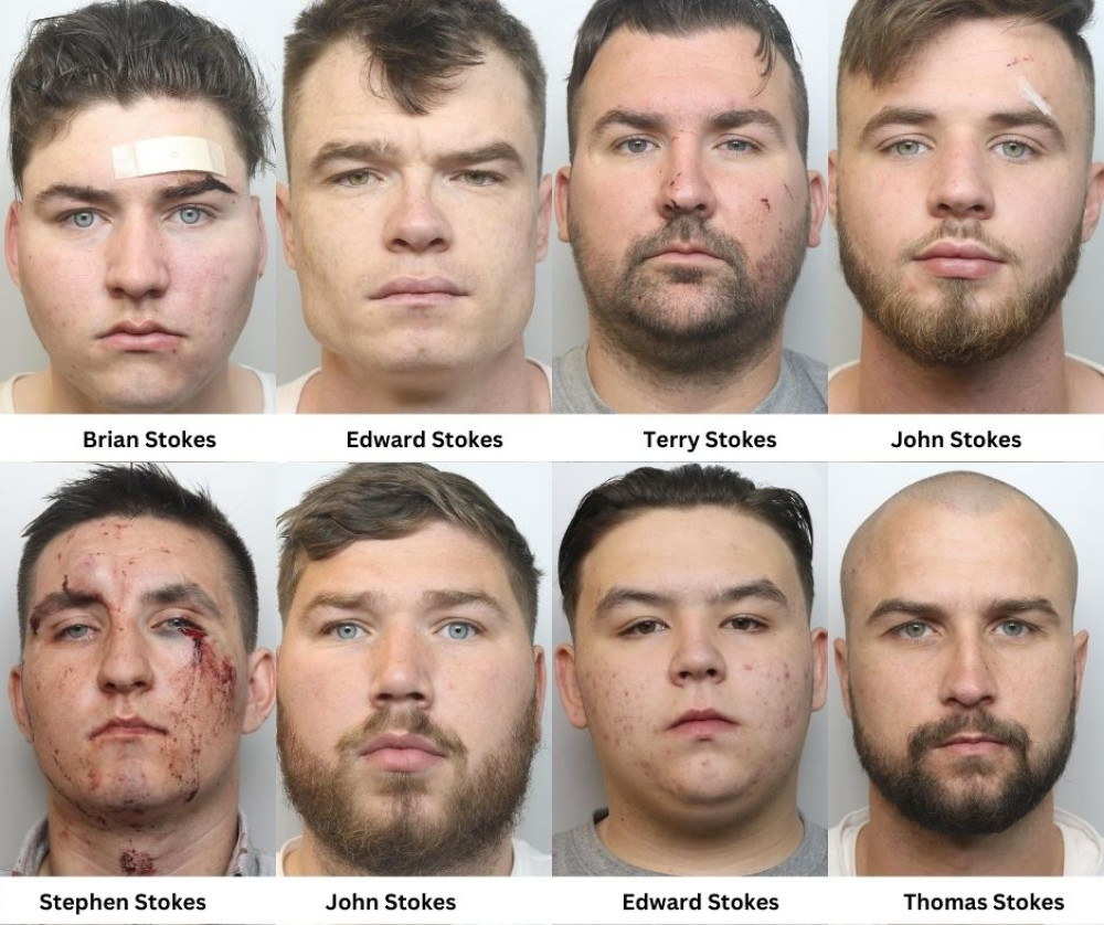 The nine men threw tables, chairs and glasses while inside The Daresbury Park Hotel, Warrington - including four from Crewe (Cheshire Constabulary).