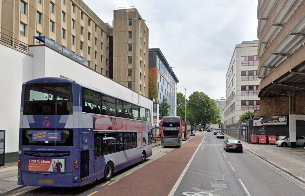 Lewins Mead (A38) is a major bus route in Bristol. Source: Google. Free to use by all newswire partners