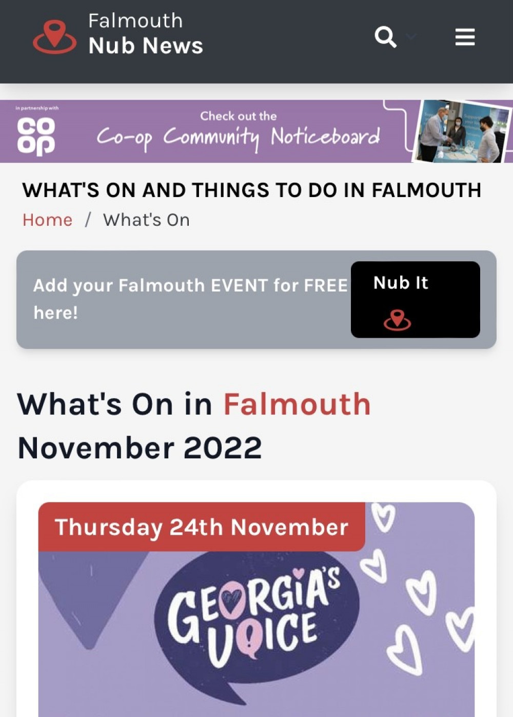 Share your events in Falmouth for free on our What's On page. 