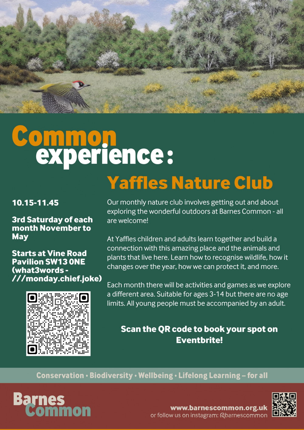 Our Yaffles Nature Club happens on the 3rd Saturday of the month from October to May.  The Club is for family groups of adults and young people, to develop their confidence and skills for outdoor exploration.