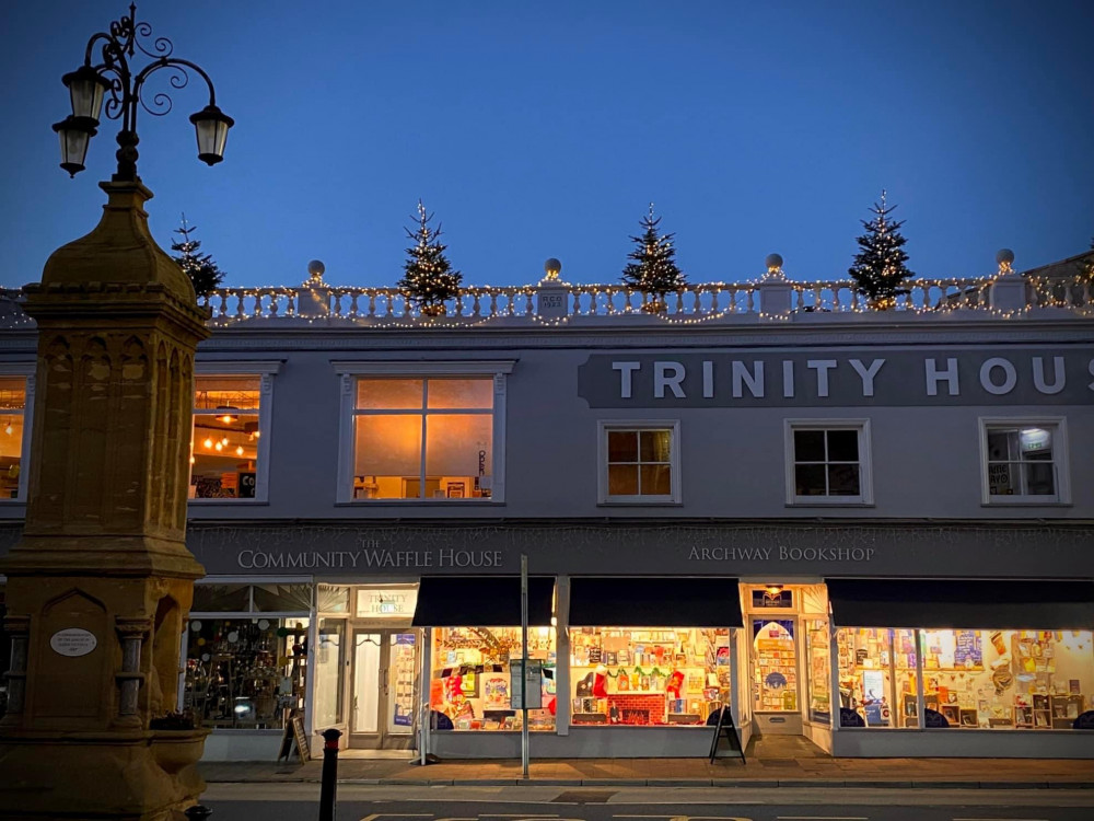 Trinity House, the focus of the Christmas decorations in Axminster