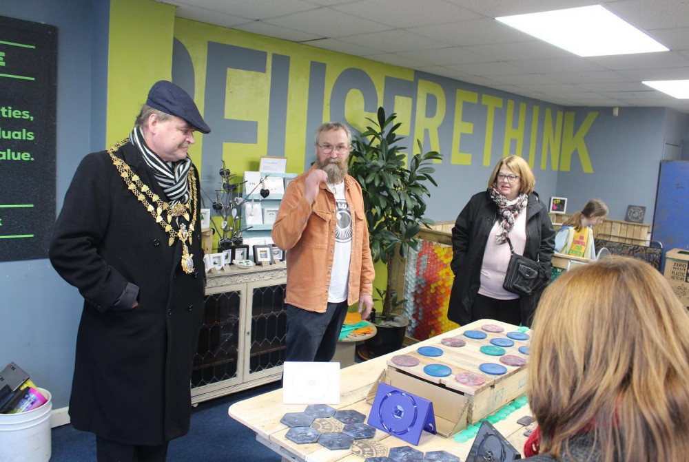 Matt welcomes the people of Helston including the mayor for the grand opening.