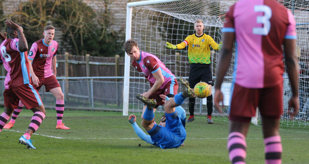 Kingstonian win their first game of the Spencer Knight are in the Surrey Senior Cup. Photo: James Boyes.