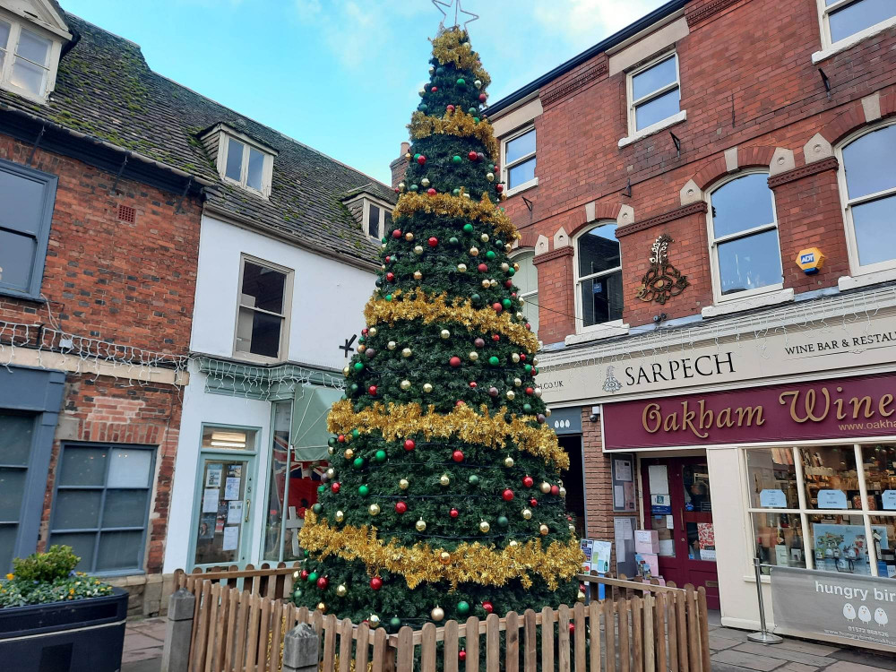 Oakham Christmas tree in Oakham Market Place 