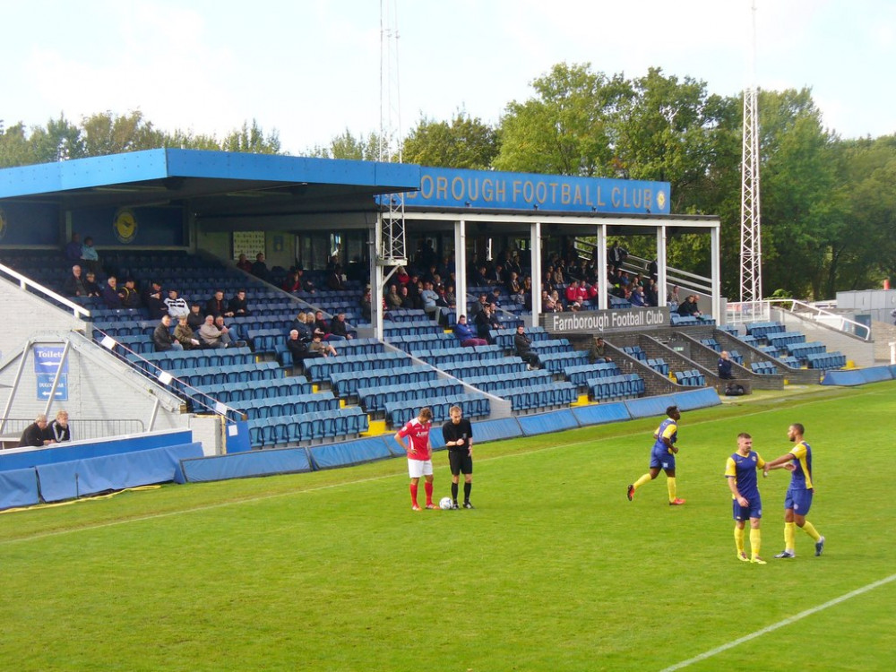 Francis Amartey and Dean Inman both score as Hampton and Richmond earn a draw at Farnborough. Photo: Colin Smith.