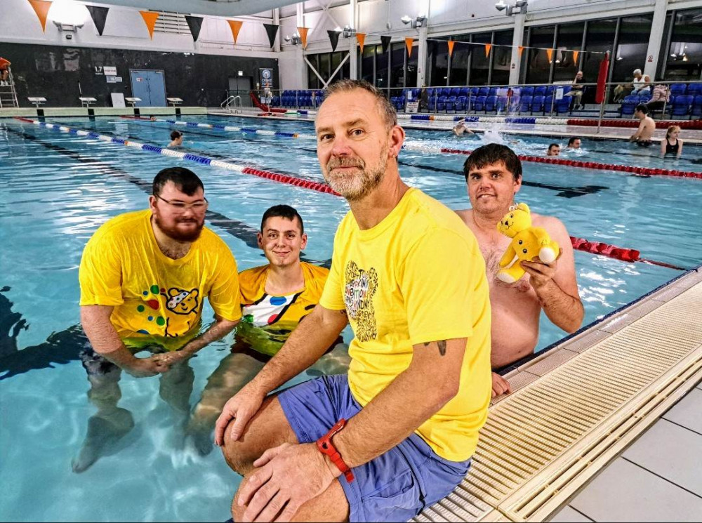 Club volunteer, Darren Shenton, swam alongside three swimmers for BBC Children in Need's 2022 Appeal (Jonathan White). 