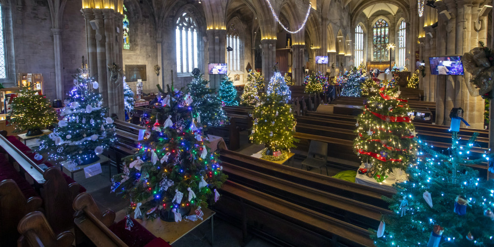 Christmas trees decorated