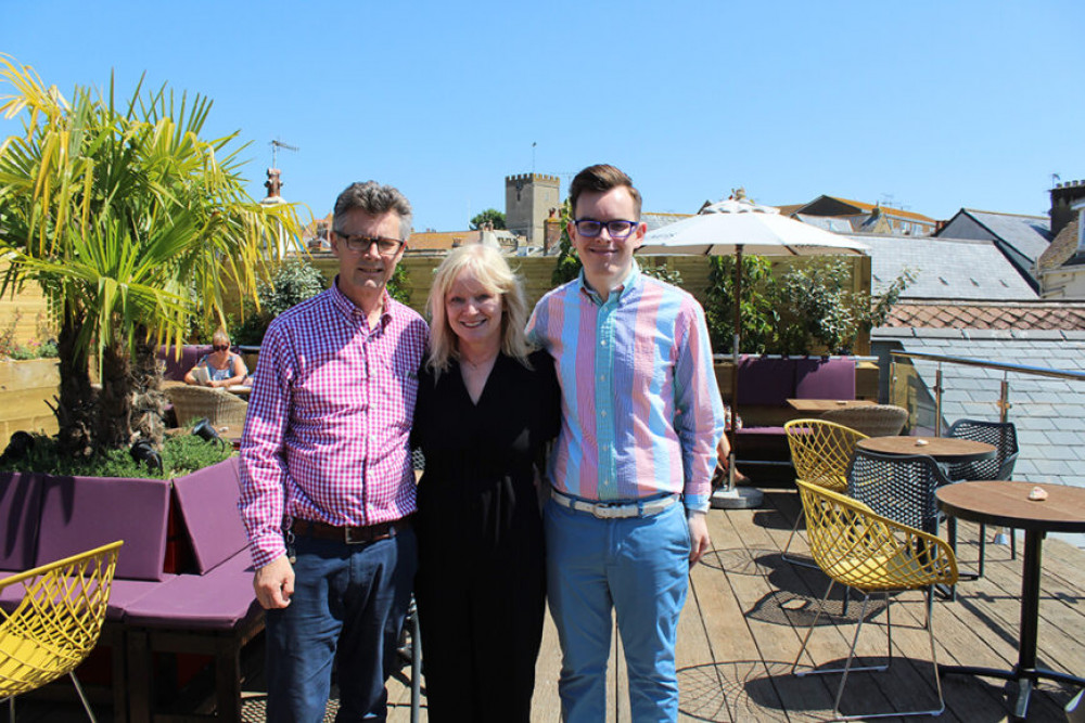 Robin and Angela Collyns and their son Ben pictured at the Pilot Boat in Lyme Regis