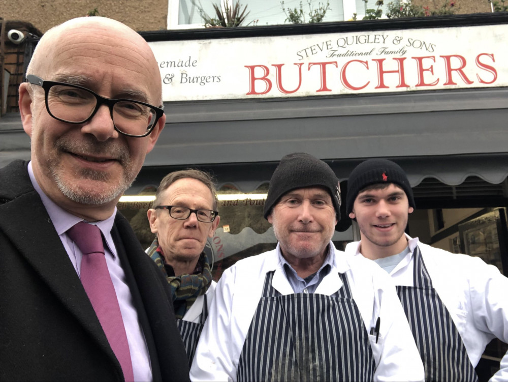 Pictured: Matt Western outside Quigley's Butchers. Photo courtesy of the Office of Matt Western MP.