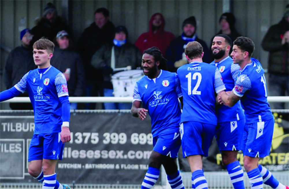 Grays celebrate  Courtney Homans' goal. Picture by Laurie Rampling. 