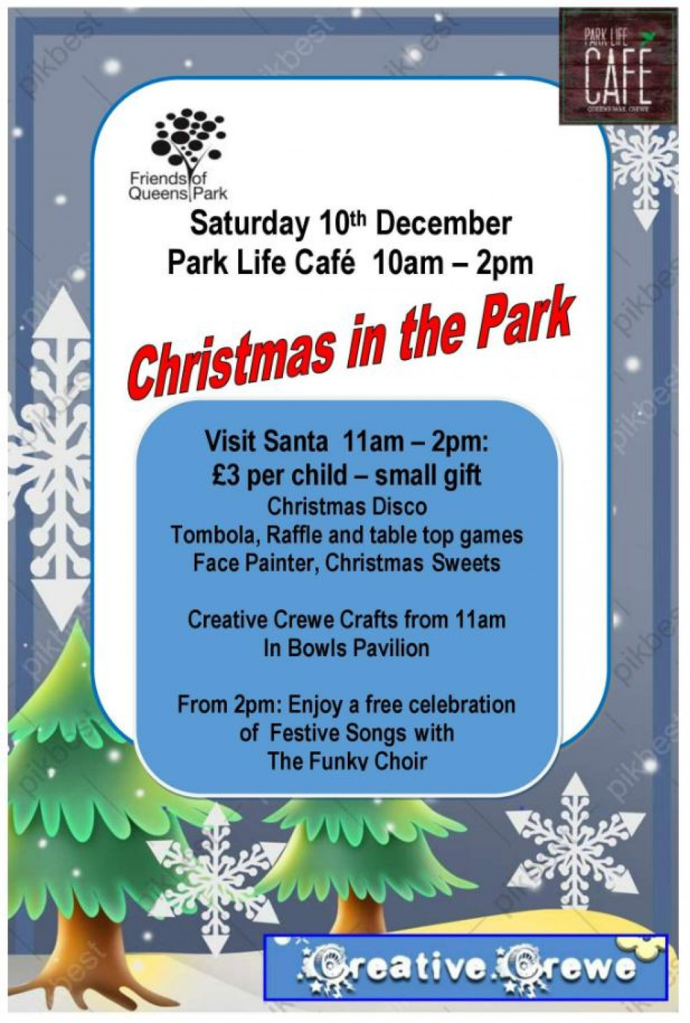 Christmas in the Park is at Queens Park this Saturday (December 10).