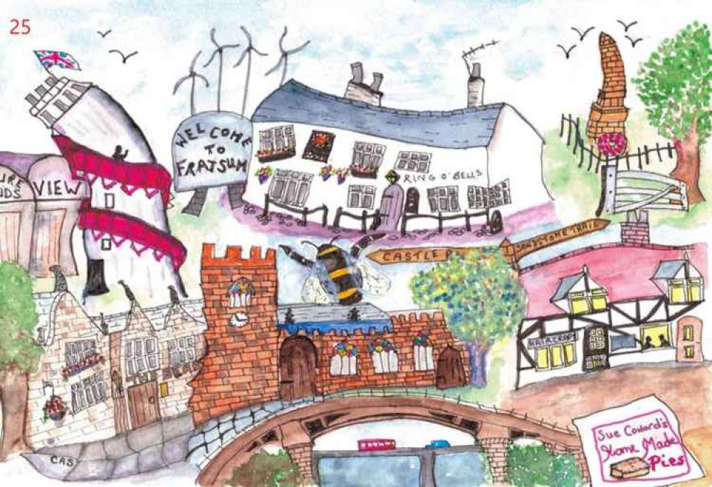 'Fratsum' by Carol Sutton. Pen and watercolour.