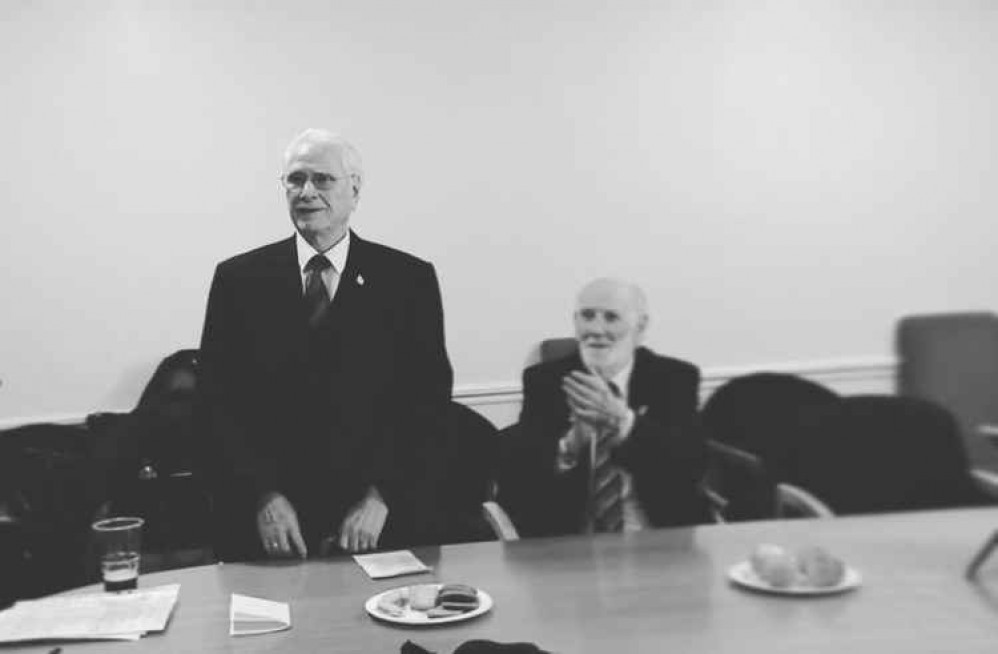 Honorary Vice-President of Maldon and Tiptree FC, Bob Baker (left) who died on Monday at the age of 93