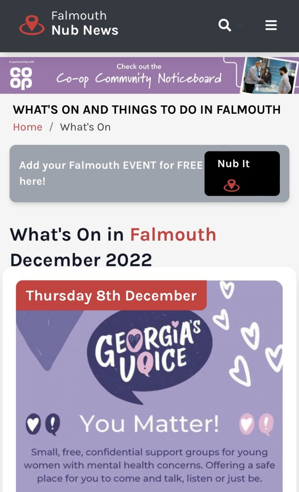 Share your events in Falmouth for free on our What's On page. 