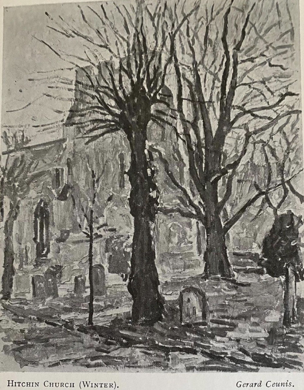 Gerard Ceunis, ‘Hitchin Church (Winter)’, undated. CREDIT: Cathcart collection