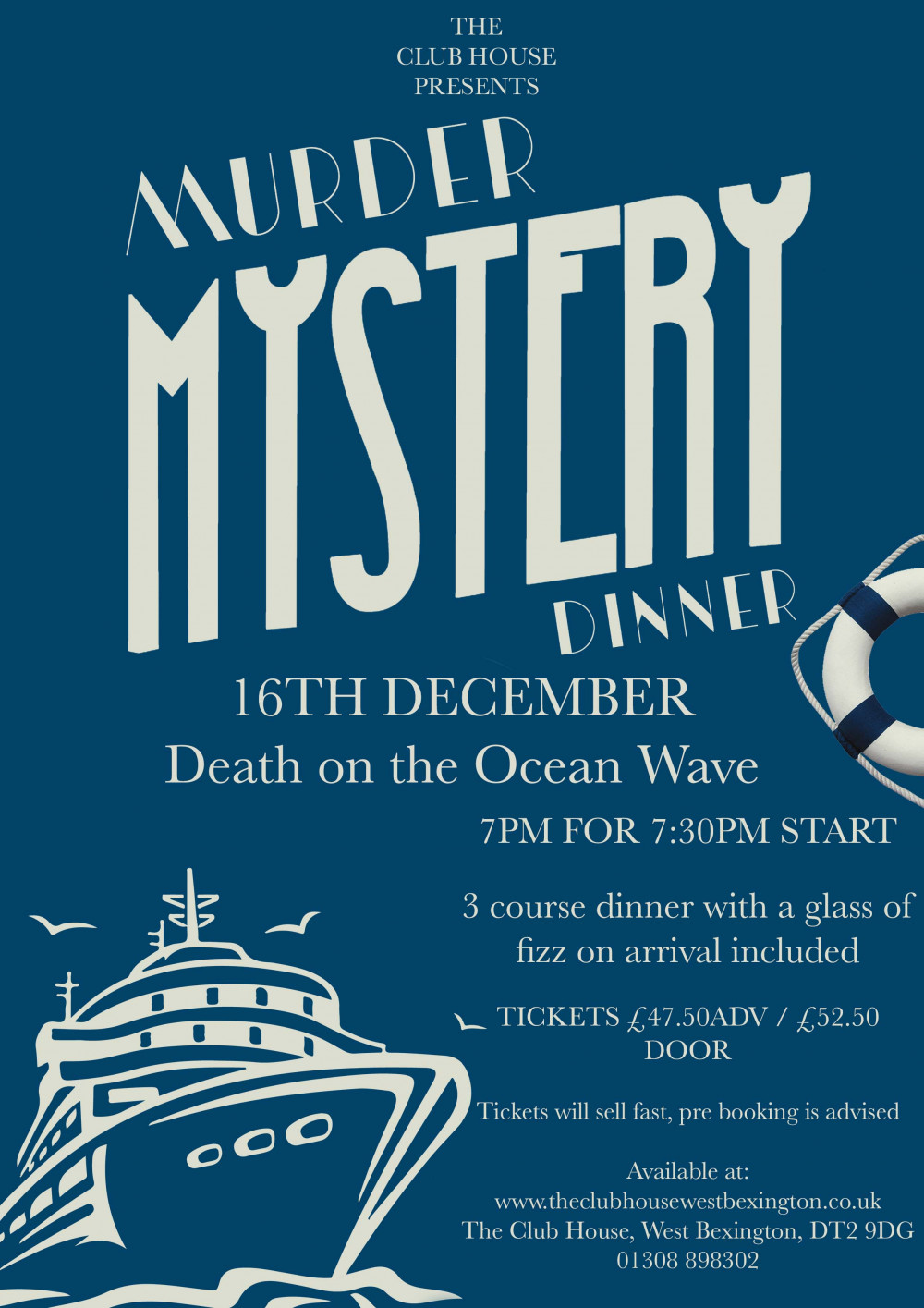 Fantastic food and entertainment is promised at The Club House's murder mystery night