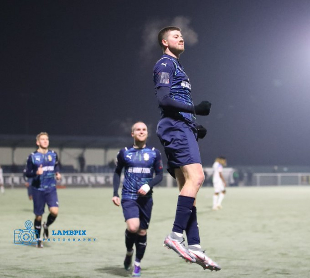 George Sykes celebrates his goal. Pictuire by Kevin Lamb (Lambpix). 