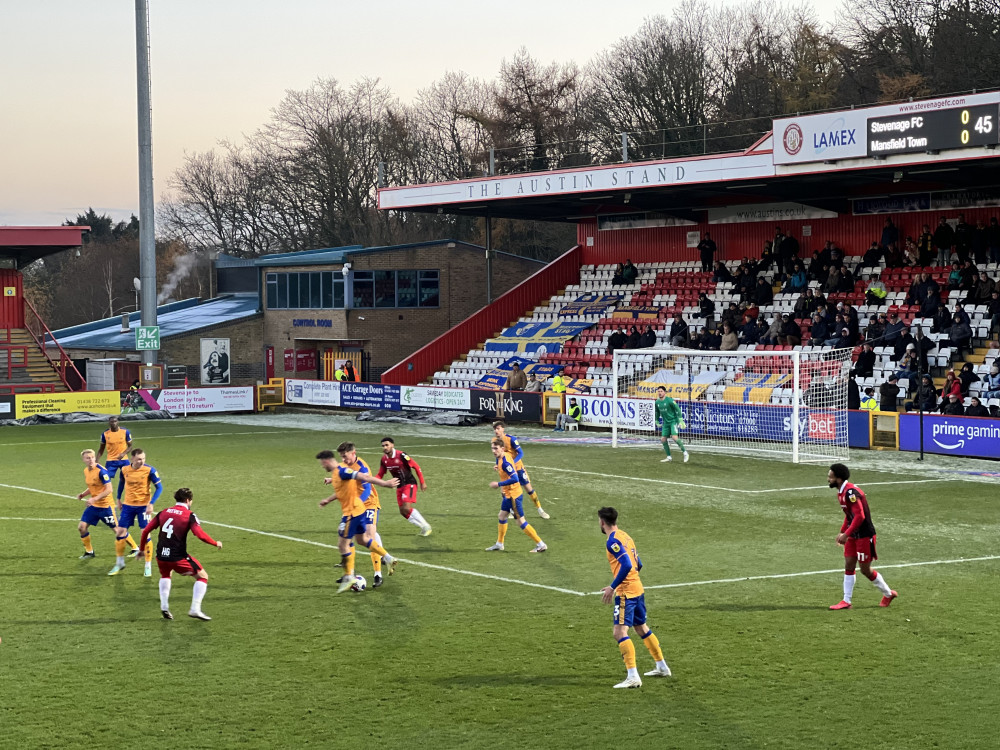 League Two: Stevenage 0-0 Mansfield Town. CREDIT: @laythy29