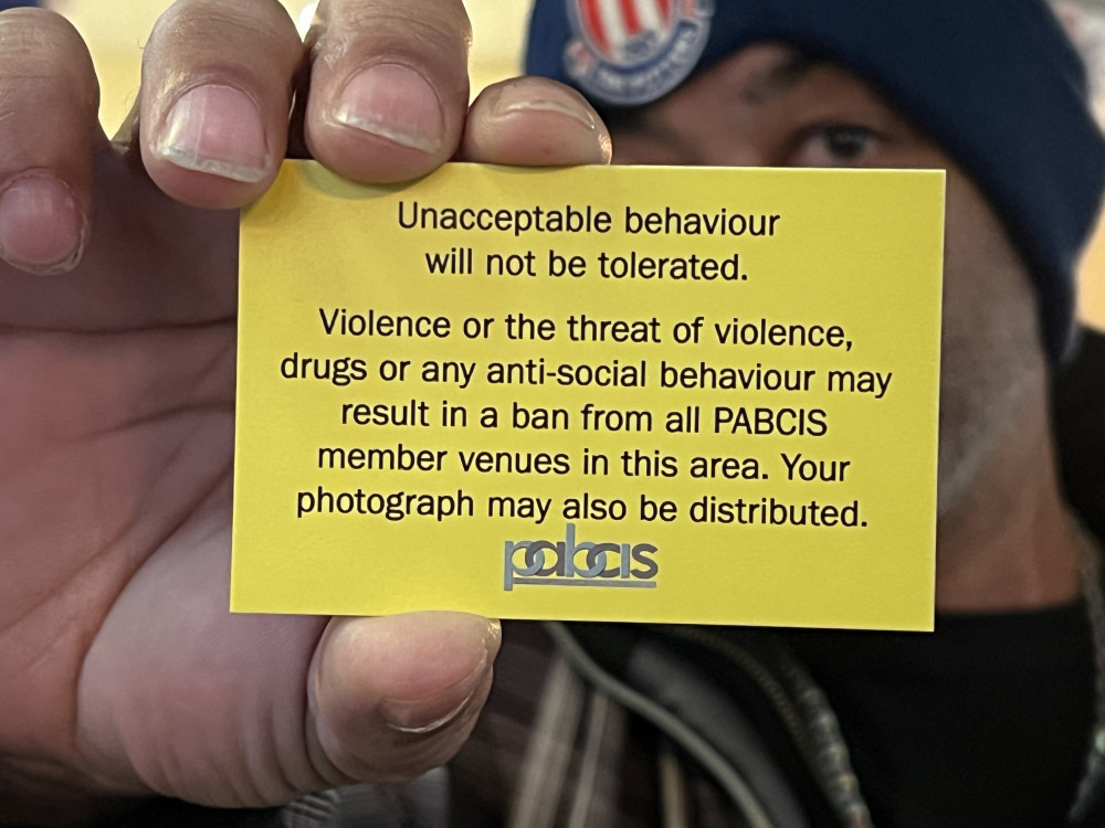 The small cards warn drinkers that their behaviour is becoming unacceptable. (Richard Price)