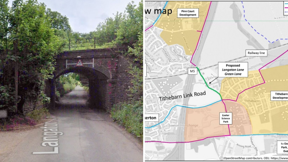 L: Langaton Lane (Google Maps) R: Langaton Lane map (DCC)