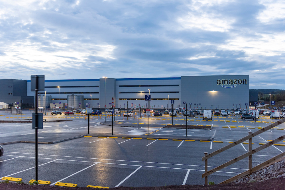 The fulfilment Centre in Sutton-in-Ashfield (pictured), just nine miles from Hucknall, opened in 2020. Photo courtesy of Amazon.