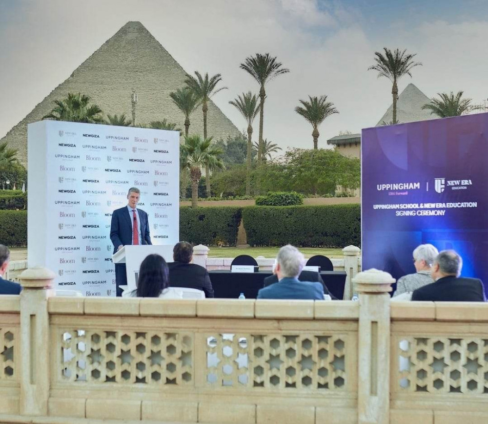 The school team met with views over the pyramids (image courtesy of Uppingham School).