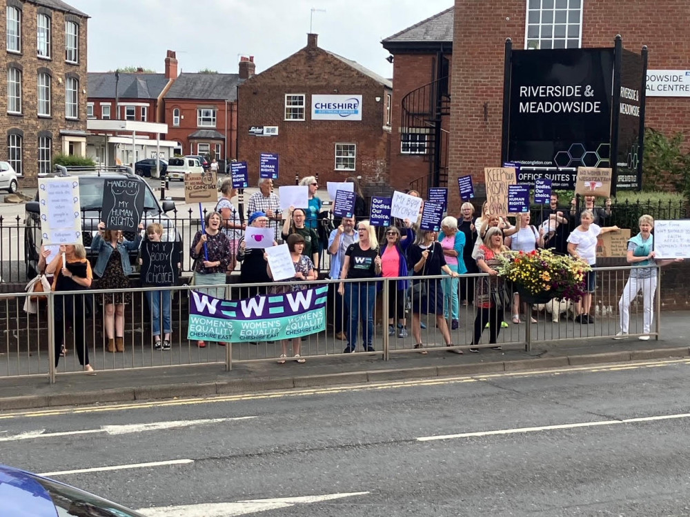 This autumns Women's Equality Party protest outside Fiona Bruce MP's Riverside office. 