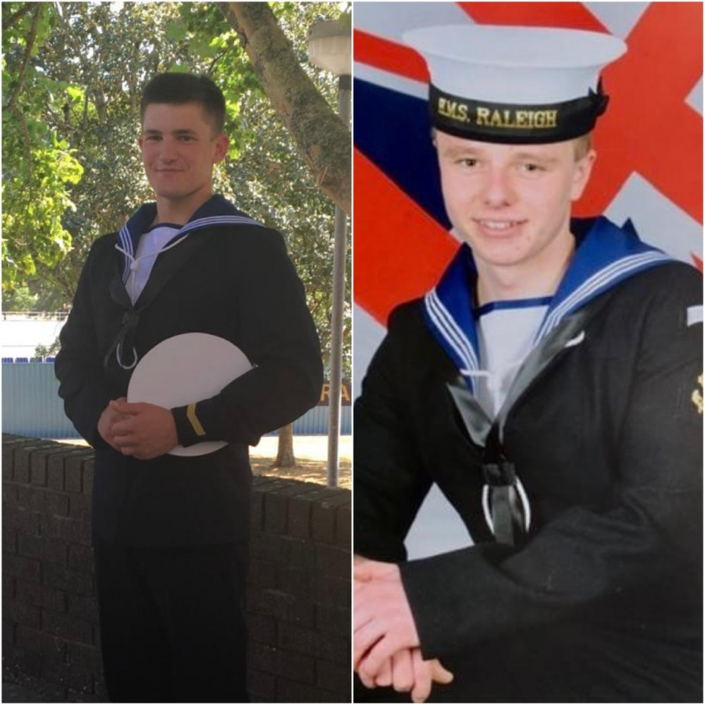 Leading air engineering technicians (LAET) Callum ‘Gilly’ Gilbert (Left) , 23, from Helston, and Daniel ‘Coxy’ Cox, 24, from Chichester, 