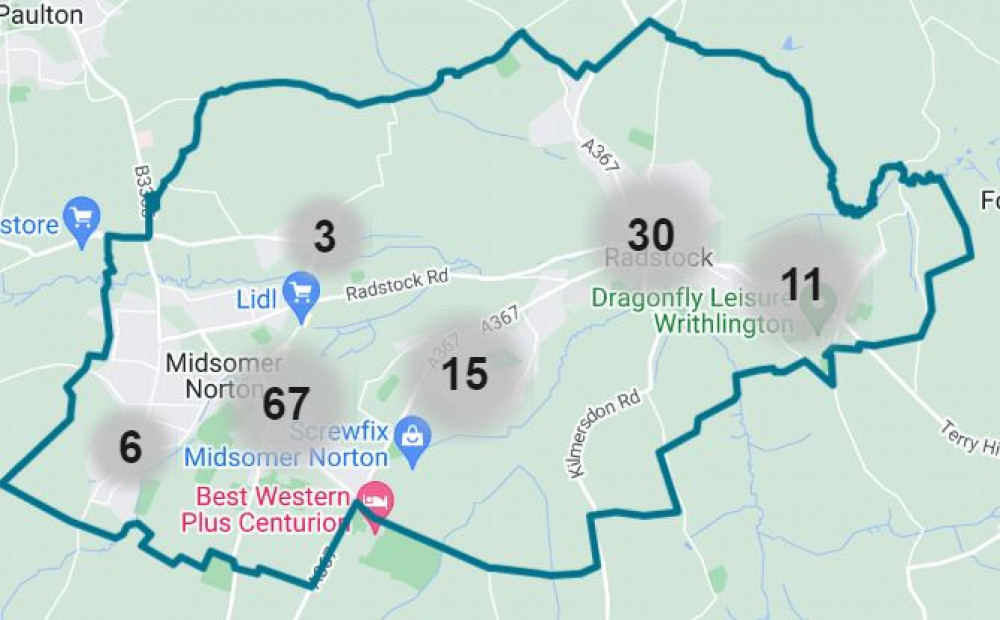 The latest crime map for November 2022 in the Somer Valley, source police.uk The latest crime map for November 2022 in the Somer Valley, source police.uk