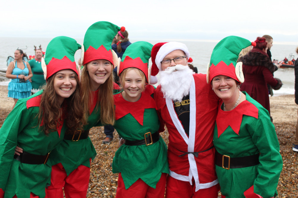 Boxing Day dip at an icy Felixstowe beach